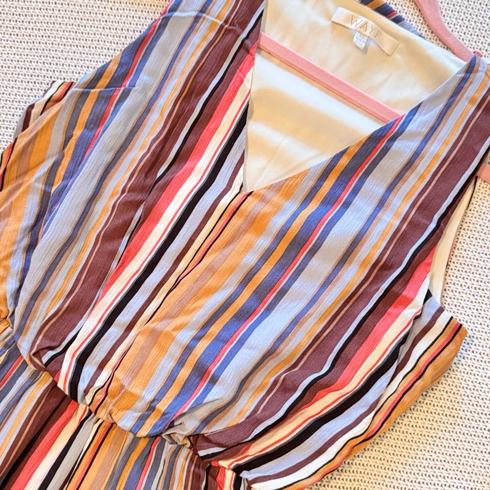 WAYF Sleeveless Blouson Colorful Striped Midi Dress - Picture 12 of 13